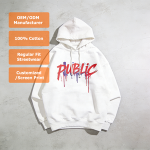 เสื้อฮู้ดดี้ผู้ชายผ้าเฟรนช์เทอร์รี่หนัก 450 กรัม ทรงบ็อกซี่ ไหล่ตก พิมพ์ลายสกรีนตามสั่ง สไตล์วินเทจ เสื้อพูลโอเวอร์สตรีทแวร์ - Product Image 1