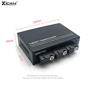 Convertidor de Medios de Fibra Óptica XICOM 100M, 3 Ópticos, 2 RJ45, Monomodo SC 1310/1550nm, Distancia de 20KM - Product Image 3