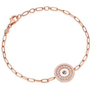 925 Silver Women Jewelry 14K <b>Gold</b> Mother-of-<b>pearl</b> Sapphire Coin Disc <b>Bracelet</b> - Product Image 3