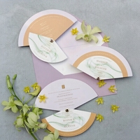 Invitaciones de Boda Personalizadas en Forma de Abanico de 2 Capas, Impresión en Acuarela sobre Cartulina Mate, Remaches Metálicos, Tarjetas para Invitados de la Fiesta Nupcial