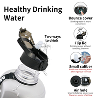 Bouteille d'eau motivante de 74 oz avec marqueur de temps, gourde en plastique portable sans BPA, bouilloire à eau d'un demi-gallon (2,2 l) pour boire