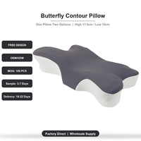 Oreiller papillon en mousse à mémoire de forme certifié CertiPUR-US, soutien ergonomique du cou, vente en gros, directement de l'usine
