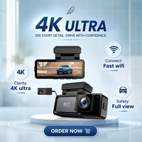 Cross-Border 4K Dual Camera LCD Dash Cam WiFi Interconnexion de téléphone portable GPS Track HD 150 ° Vision nocturne Enregistrement en boucle 1 an