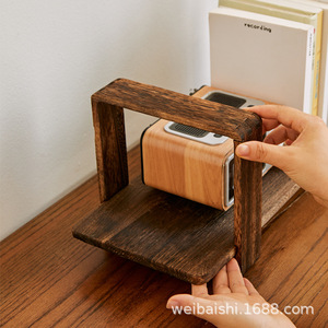 Sujetalibros de madera de Paulownia quemada, adorno de almacenamiento de escritorio de madera maciza para oficina, dormitorio, uso infantil - Product Image 3