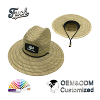 Chapeau de paille d'été à large bord en paille de palmier naturelle, avec cordon et patch tissé personnalisé, pour l'extérieur, vente en gros OEM
