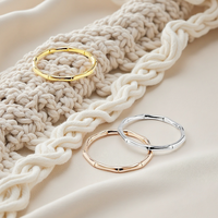 Vergoldeter Edelstahl Bambus-Ring im Chinesischen Stil Polierter Stapelbarer Leichter Schmuck Geschenk für Frauen