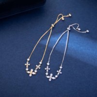Pulsera de cadena de latón chapada en oro y plata de lujo ligero con flor de circón de ópalo pulsera de eslabones de moda para regalo de joyería elegante