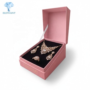 Caja de Joyería ELEPHANT Personalizada con Estampado en Dorado Rosa, Tapa con Bisagras, Caja Rígida de Papel de Lujo para Juego de Collar de Novia - Product Image 4