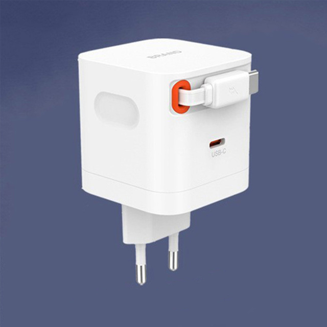 Retractable Type-C Cable 65W GaN Fast Charger with Adaptive 5A Fireproof PD Charging for Mobile Phones MacBooks & Smart Watches