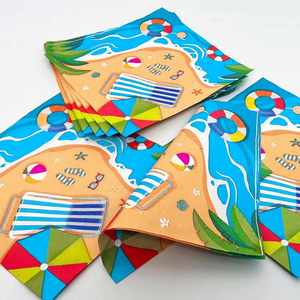 Serviettes en papier jetables en pâte de bois 18 g/m² pour restaurant, 10x10 pouces, 2 plis, pliage en 4, en sachet, pour l'été, la plage, les voyages tropicaux, usage industriel - Product Image 1