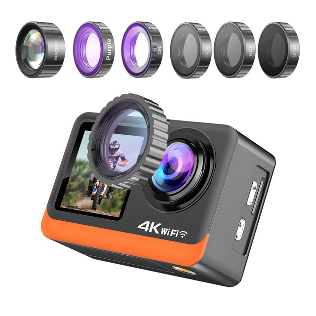 4K 60FPS 30MP Action Camera with Dual Touch Screen EIS 30M Waterproof Underwater Camera with WiFi Remote Control Sports Cam
