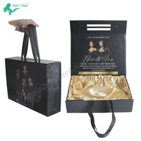 Boîte d'emballage personnalisée de faisceaux de cheveux avec fermeture magnétique en satin Boîte d'extension d'accessoires pour perruques Paquet