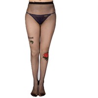 Collants résille sexy style européen et américain à motif floral rose, à mailles larges et moyennes, en Spandex à pois, antibactériens, érotiques