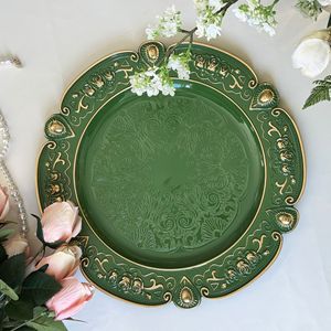 Décoration de table de mariage moderne et luxueuse, assiettes rondes dorées de 13 pouces avec bordure en relief - Product Image 4