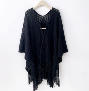 Chales <span class=keywords><strong>de</strong></span> punto <span class=keywords><strong>de</strong></span> verano con diseño calado, capa con flecos, poncho para mujer, color liso, transpirable, bufanda para cubrir el cheongsam - Product Image 6