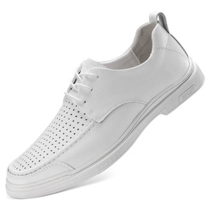 รองเท้าหนังแท้ทรงกลมหัวมนสีพื้นสำหรับผู้ชายใส่สบายระบายอากาศได้ดี พื้นยางนุ่ม เหมาะสำหรับขับรถ - Product Image 5