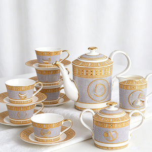 Service de Table de Luxe en Porcelaine Fine (Bone China) Style Royal Paysager, 58 Pièces, Coffret Cadeau Personnalisable, Minimaliste - Product Image 3