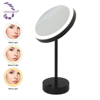 Miroir de maquillage rond à LED minimaliste pour filles, avec lumière de remplissage, pour le maquillage et les retouches, idéal pour un cadeau