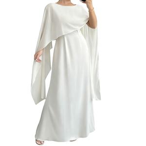 2025 été femmes mode décontracté sans manches châle longue <span class=keywords><strong>robe</strong></span> blanche élégante <span class=keywords><strong>robe</strong></span> pour soirée - Product Image 1