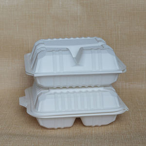 Contenedor de Alimentos Desechable Ecológico y Biodegradable de Almidón de Maíz con Bisagras de 6/8/9 Pulgadas, Loncheras <span class=keywords><strong>para</strong></span> Llevar con 3 Compartimentos - Product Image 3