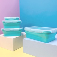 Vaisselle pliable en silicone de qualité alimentaire sans BPA résistant à la chaleur récipient à déjeuner couvercle de stockage extérieur ensembles de vaisselle fonctionnels