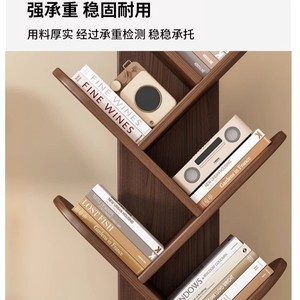 ชั้นวางหนังสือรูปพัดลมไม้เนื้อแข็ง 140 ซม. ชั้นวางของแบบตั้งพื้นประหยัดพื้นที่สำหรับห้องนั่งเล่น ชั้นวางหนังสือ ชั้นโชว์ - Product Image 4