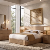 Cadre de lit plateforme moderne en bois avec tête de lit, lit double, mobilier de chambre à coucher pour l'intérieur