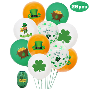 Ballons en feuille pour fête de la Saint-Patrick, trèfle, Irlande, ballons en latex imprimés à l'hélium, cadeau, ruban de décoration en paillettes vertes - Product Image 5