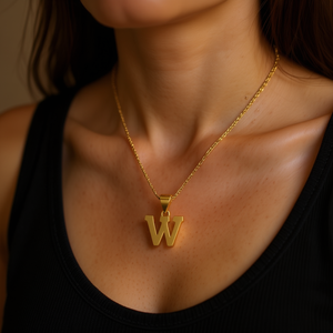 Collar con colgante de letra W Angelina, chapado en oro, cadena de serpiente de acero inoxidable, joyería minimalista de moda para mujer - Product Image 2