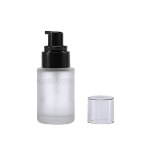 Maquillaje cosmético 30 ml 30 ml 1oz vacío claro esmerilado suero loción líquida Fundación botella de vidrio con blanco negro de la bomba - Product Image 2