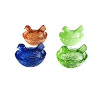 Plateau à bijoux moderne en verre et cristal en forme de poulet, organisateur de bureau, décoration d'intérieur, rangement pour anniversaire, ornement