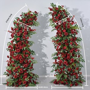 Guangqianfeng decorazione di san valentino piante verdi rosso scuro corno fiore artificiale finto arco di nozze proposte di fidanzamento - Product Image 6