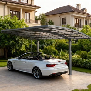 Nouvelle auvent de protection solaire extérieur en polycarbonate de style moderne, imperméable, avec structure en aluminium, abri pour deux voitures, auvent arqué, <span class=keywords><strong>carport</strong></span> - Product Image 1