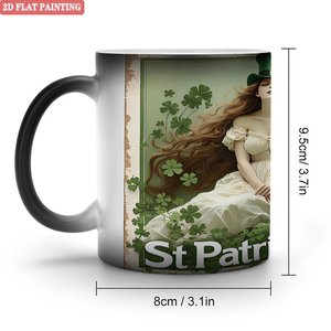 Taza Mágica de Cerámica Negra Esmerilada de 11 oz que Cambia de Color con Diseño del Día de San Patricio, Pintura Plana 2D - Product Image 2