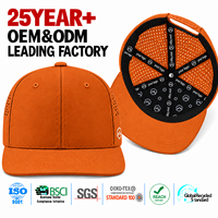Casquettes de baseball personnalisées en similicuir orange, découpées au laser, respirantes, à visière plate, avec logo, boîte cadeau, vente en gros, OEM, ODM, streetwear