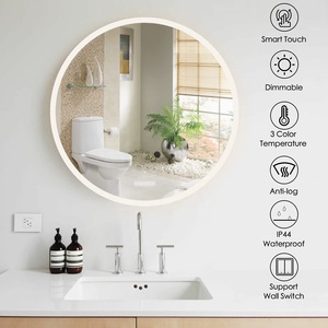 Moderno multifunzionale di forma rotonda a prova di acqua bagno specchio LED con Anti-appannamento - Product Image 2