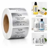 XJY personnalisé auto-adhésif argent bopp étanche autocollants étiquette/soins personnels cheveux huile produit bouteille étiquettes impression