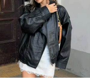 Chaquetas de Cuero Elegantes de Primavera 2026, Diseño Corto Tipo Cortavientos, Chaquetas de Cuero PU, <span class=keywords><strong>Chaqueta</strong></span> de Moda para Mujer - Product Image 2