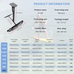 Aile avant en carbone légère GY 830 noire 984 cm² pour les surfeurs hydrofoil expérimentés recherchant la vitesse, l'agilité, le contrôle du carving - Product Image 2