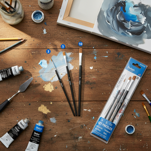Pacchetto di 6 blu metallizzato 80ML tubi di vernice acrilica per artisti e artigianato pennelli inclusi - Product Image 3