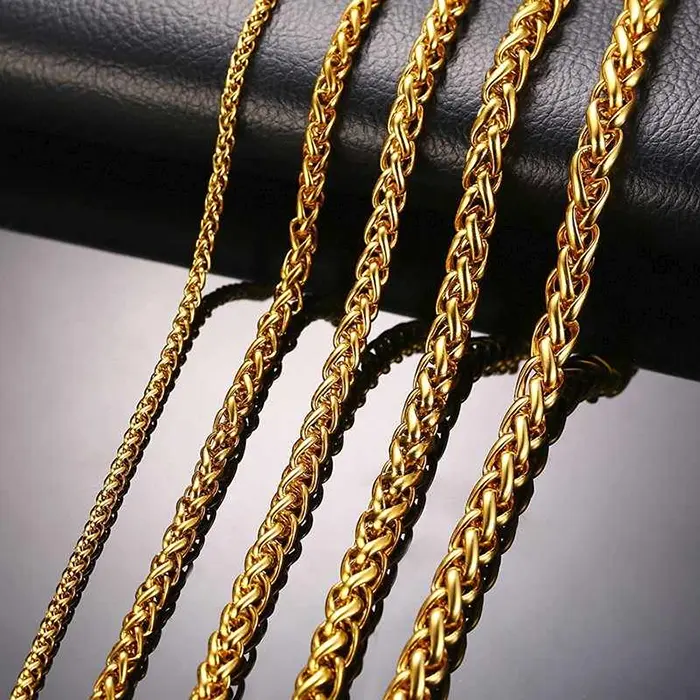 Jinyi Jewelry New Men's Lobster Clasp Gold Thin Chain Necklace Design in Dubai 14k 18k Gold Link Franco Chain