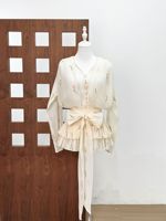 Robe Courte d'Été Chic à Broderie Fleurie et Dentelle, Style Fille Douce, Manches Longues, Taille Haute avec Nœud, Coupe Évasée et Volants