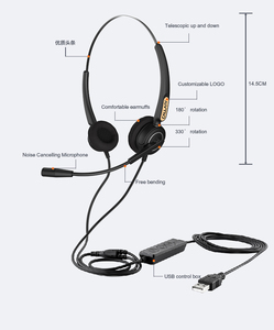 Tai Nghe Kép Chuyên Nghiệp Tai Nghe Trung Tâm Cuộc Gọi Khử Tiếng Ồn <span class=keywords><strong>Usb</strong></span> Công Sở Chủ Động - Product Image 1