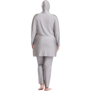 Maillot de bain islamique grande taille personnalisé pour femme, coupe haute, imprimé, avec hijab imperméable et paréo de plage, fabriqué par le fournisseur - Product Image 3
