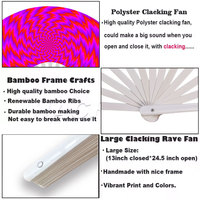 Éventail en bambou satiné de haute qualité de 33 cm pour les raves, avec impression personnalisée, idéal comme cadeau promotionnel