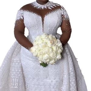 S3449R 2025 nouvelles robes de mariée sirène en dentelle de haute qualité personnalisées - Product Image 1