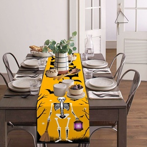 Popular Halloween Gnomo sin rostro esqueleto murciélago impreso cama camino de mesa bandera cubierta de tela comedor mantel decoración de fiesta en casa - Product Image 3