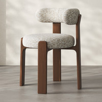 Chaise de salle à manger en bois massif de style rétro français du milieu du siècle, avec dossier rembourré en tissu antique, mobile, pour salles à manger domestiques