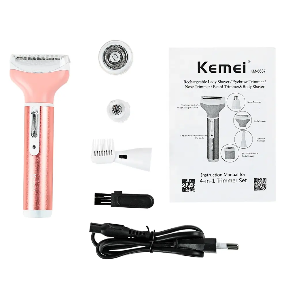 Kemei KM-6637 3 In 1 Beste Baard En Neus En Wenkbrauw Trimmer Gezichtshaar Tondeuse