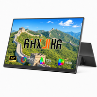 Moniteur portable AHXJKA 16 pouces IPS 1920x1200 1200P 60Hz avec haut-parleurs intégrés, support, un seul câble, multi-écrans, compatible Win/Mac/Console